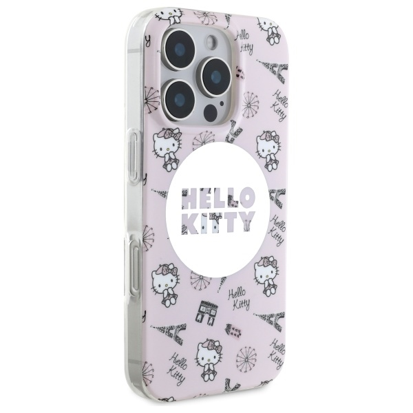 Hello Kitty iPhone 16 Pro Case IML All Over Paris MagSafe, Pink