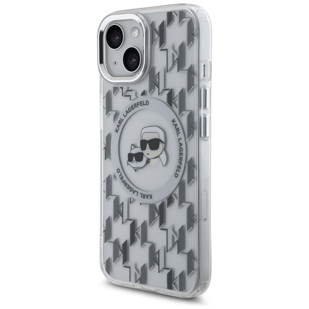 Karl Lagerfeld iPhone 15 Case IML Monogram Karl & Choupette MagSafe - Clear