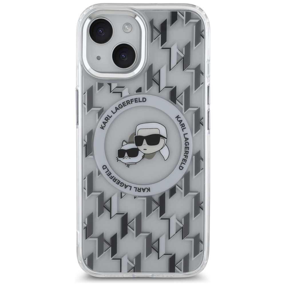 Karl Lagerfeld iPhone 15 Case IML Monogram Karl & Choupette MagSafe - Clear