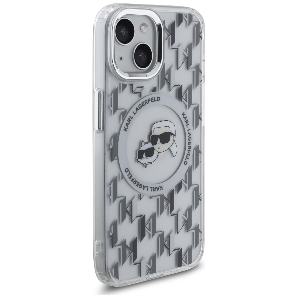 Karl Lagerfeld iPhone 15 Case IML Monogram Karl & Choupette MagSafe - Clear