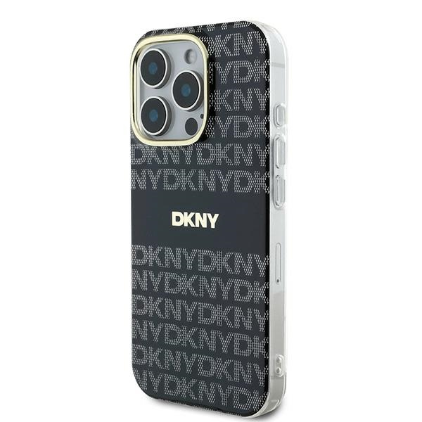 Apple iPhone 16 Pro 6.3\'\' DKNY Repeat Texture Pattern With Stripe Case Cover, Black