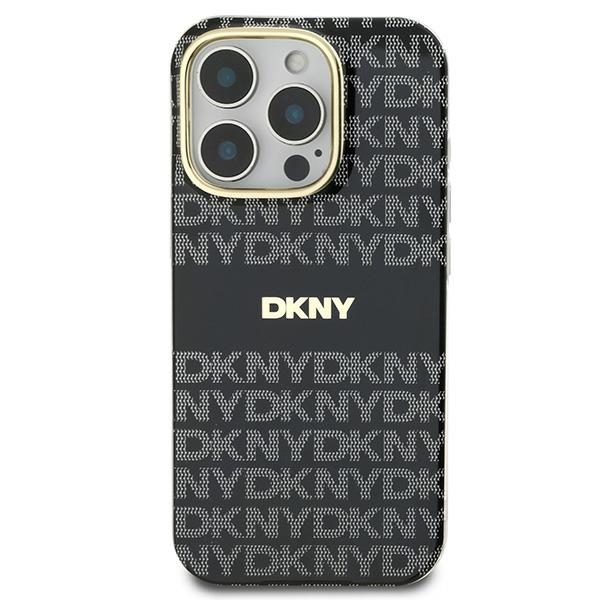 Apple iPhone 16 Pro 6.3\'\' DKNY Repeat Texture Pattern With Stripe Case Cover, Black