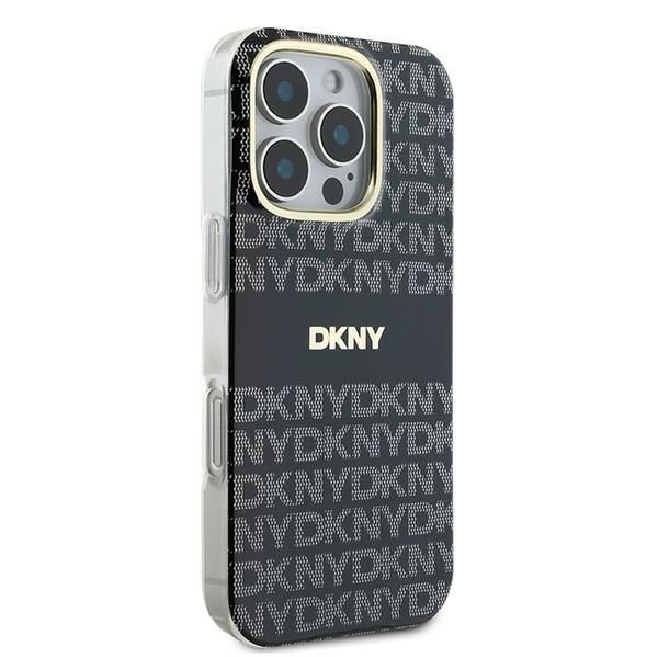 Apple iPhone 16 Pro 6.3\'\' DKNY Repeat Texture Pattern With Stripe Case Cover, Black