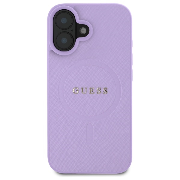 Guess iPhone 16 vāciņš Saffiano MagSafe, violets