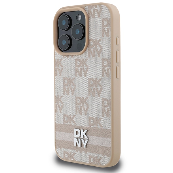 Apple iPhone 16 Pro 6.3\'\' DKNY Checkered Pattern Printed Stripes Case Cover, Pink