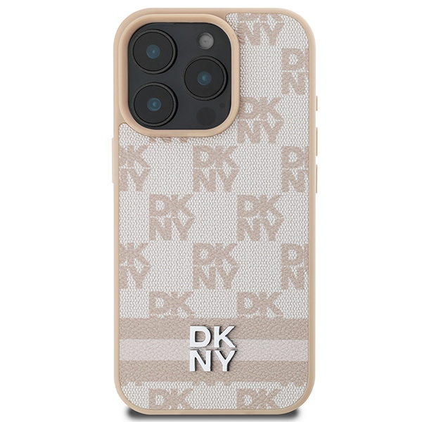 Apple iPhone 16 Pro 6.3\'\' DKNY Checkered Pattern Printed Stripes Case Cover, Pink