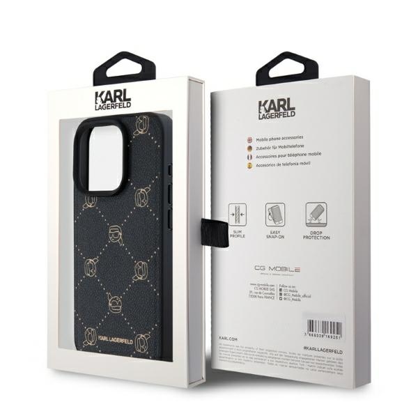 Karl Lagerfeld iPhone 15 Pro Case MagSafe Karl Heads, Black