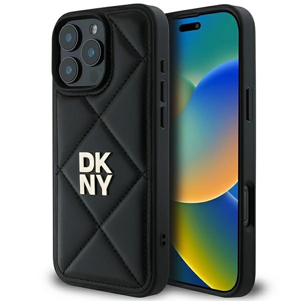 Apple iPhone 16 Pro 6.3'' DKNY Quilted Stack Logo Case Cover, Black