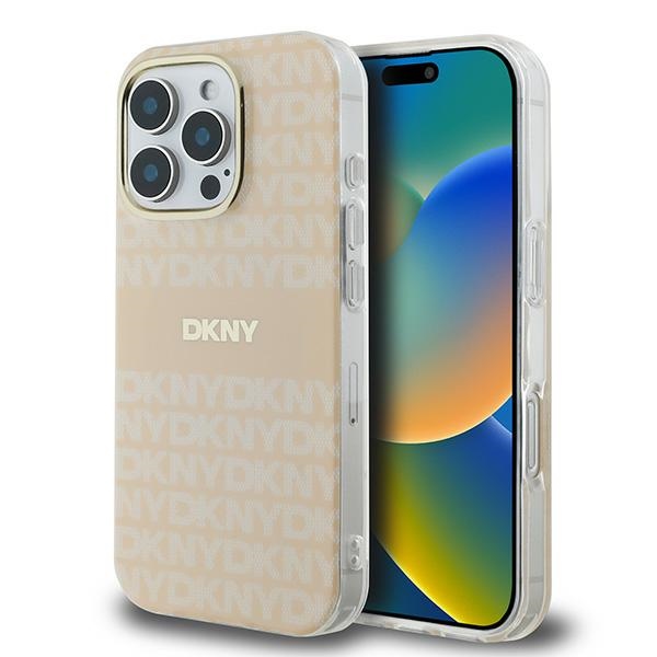 DKNY iPhone 16 Pro Max vāciņš Repeat Texture Pattern With Stripe, rozā