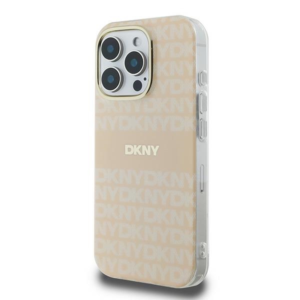 DKNY iPhone 16 Pro Max Case Repeat Texture Pattern With Stripe - Pink