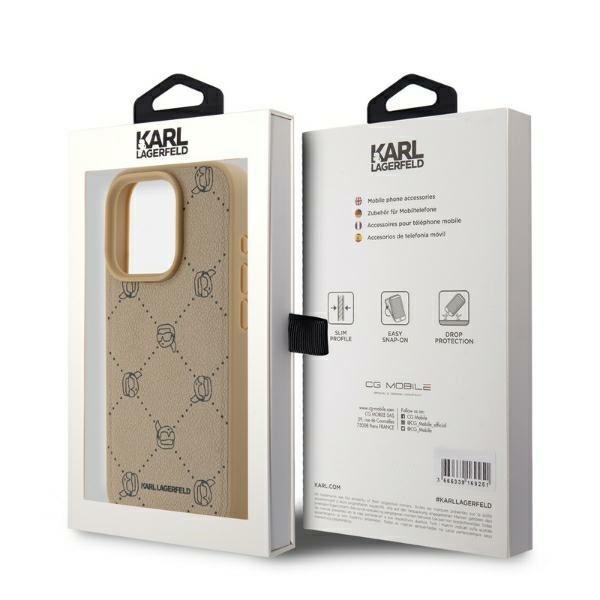 Karl Lagerfeld iPhone 15 Pro vāciņš Magsafe Karl Heads, bēšs