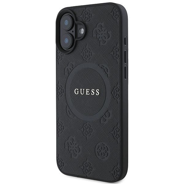 Guess iPhone 16 Case Saffiano Peony Classic Logo MagSafe, Black
