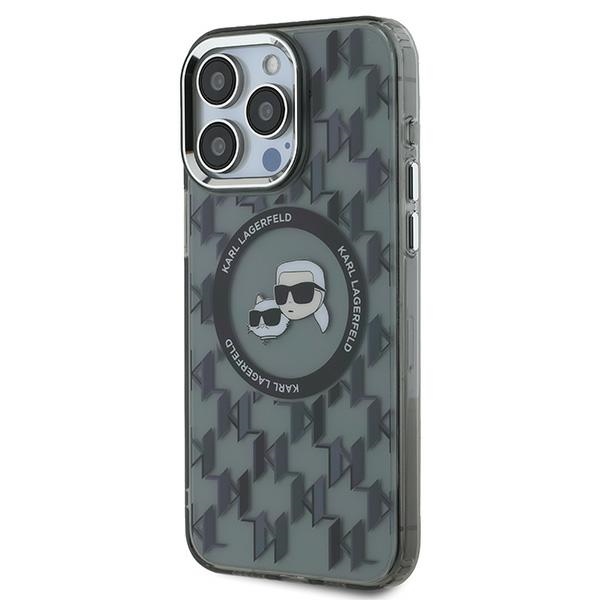 Karl Lagerfeld iPhone 15 Pro Max Case IML Monogram Karl & Choupette MagSafe, Black