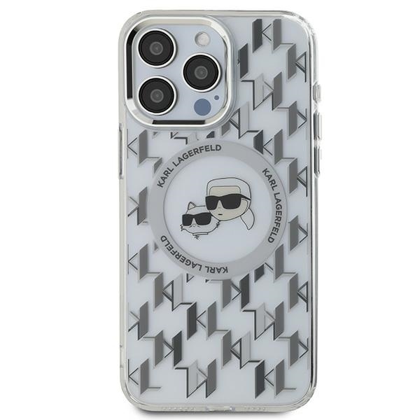 Karl Lagerfeld iPhone 15 Pro Case IML Monogram Karl & Choupette MagSafe, Clear