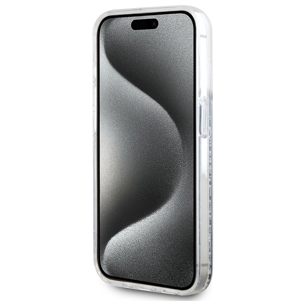 Karl Lagerfeld iPhone 15 Pro Case Liquid Glitter Karl & Choupette Head MagSafe, Clear