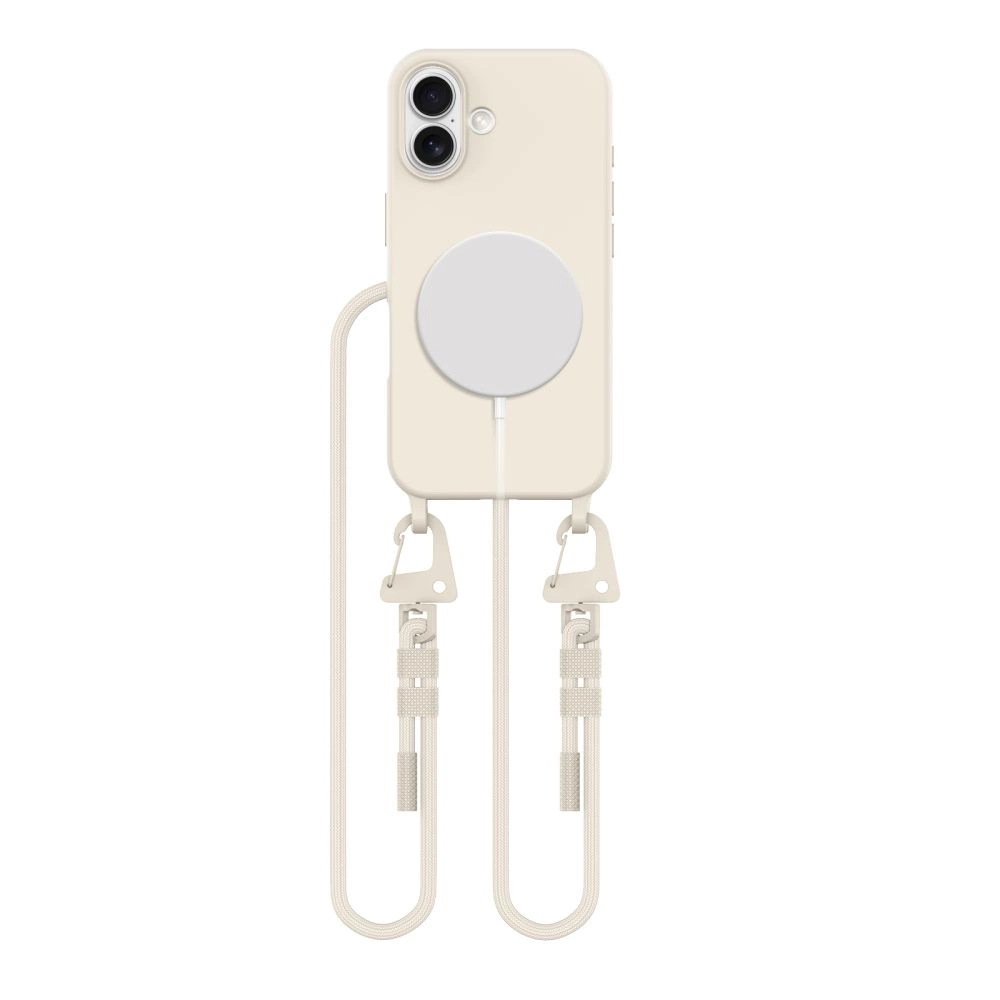 Apple iPhone 16 6.1'' Tech-Protect MagNecklace MagSafe Case Cover with Lanyard, Beige