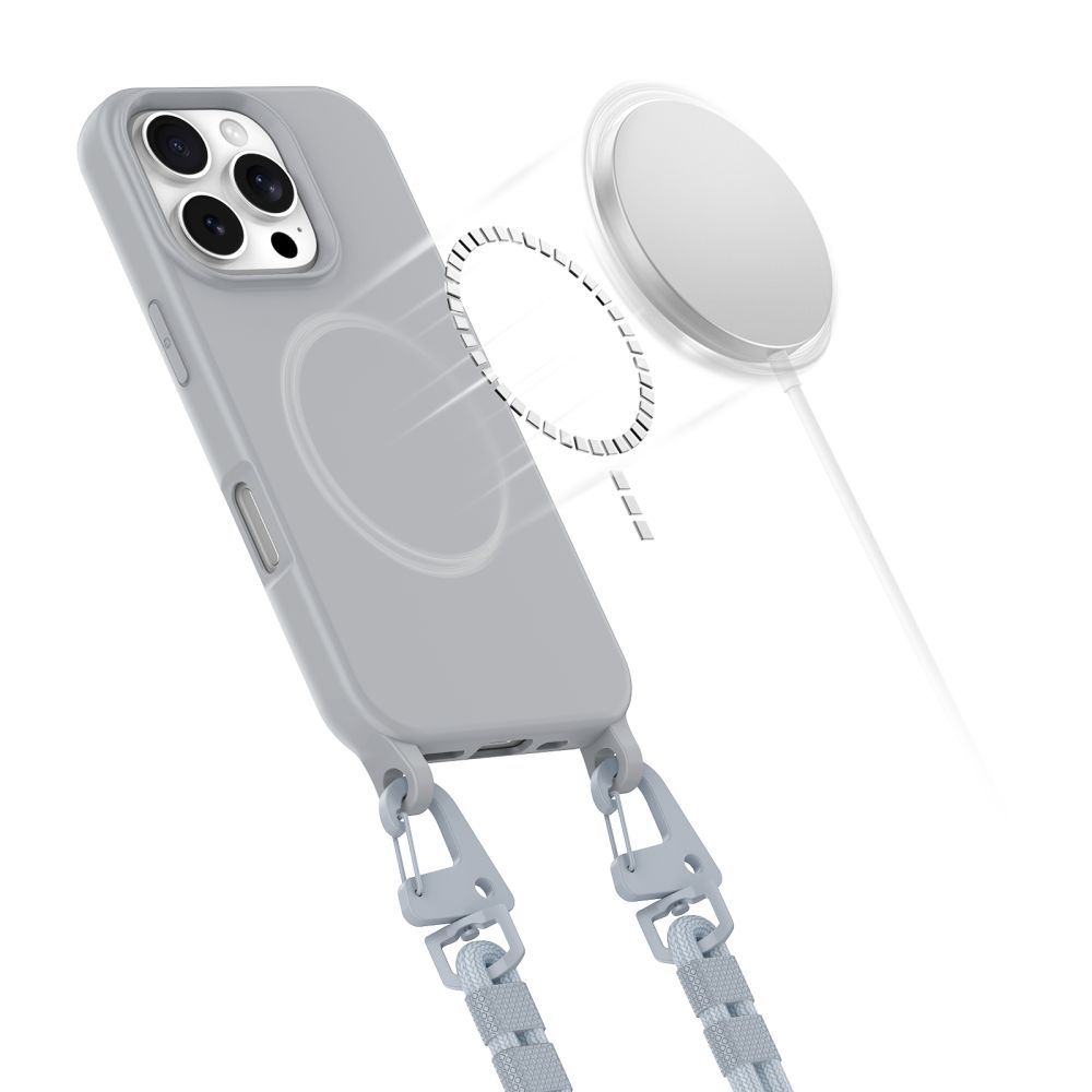 Tech-Protect MagNecklace MagSafe Case for iPhone 16 Pro with Lanyard, Gray