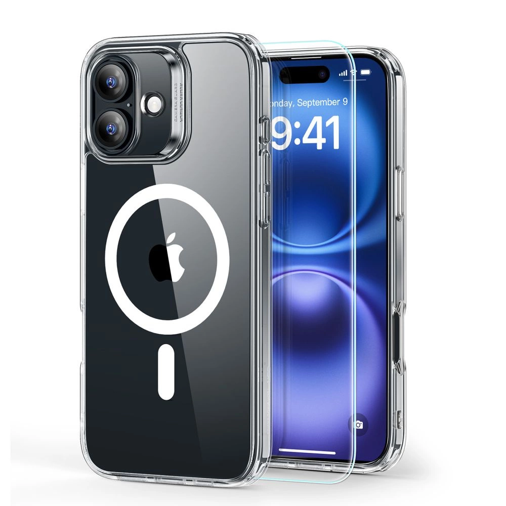 ESR Classic Hybrid Halolock MagSafe korpuss + rūdītais stikls iPhone 16 Plus - caurspīdīgs | Case Tempered Glass...