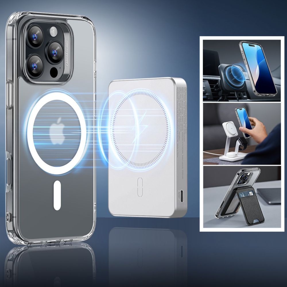 ESR Classic Hybrid Halolock MagSafe Case + Tempered Glass for iPhone 16 Pro - Semi-Transparent