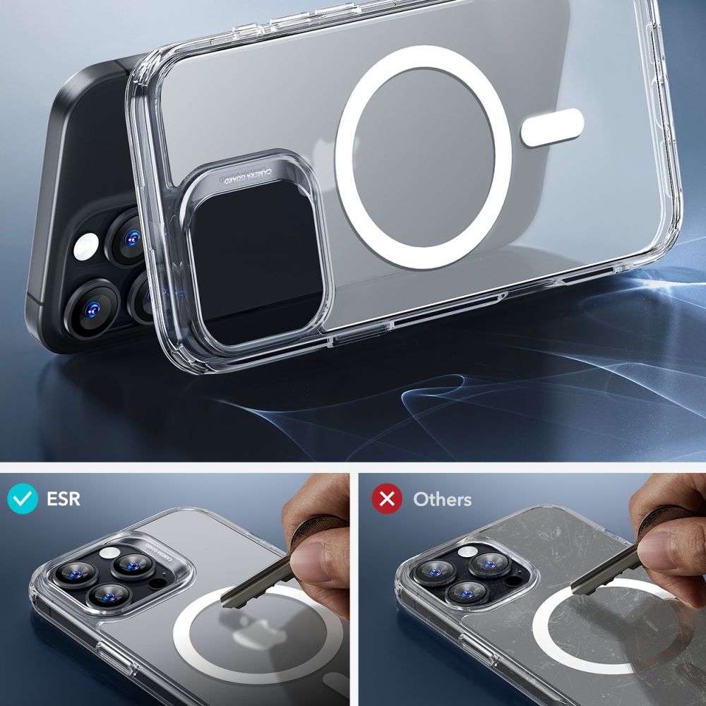 ESR Classic Hybrid Halolock MagSafe Case + Tempered Glass for iPhone 16 Pro - Semi-Transparent