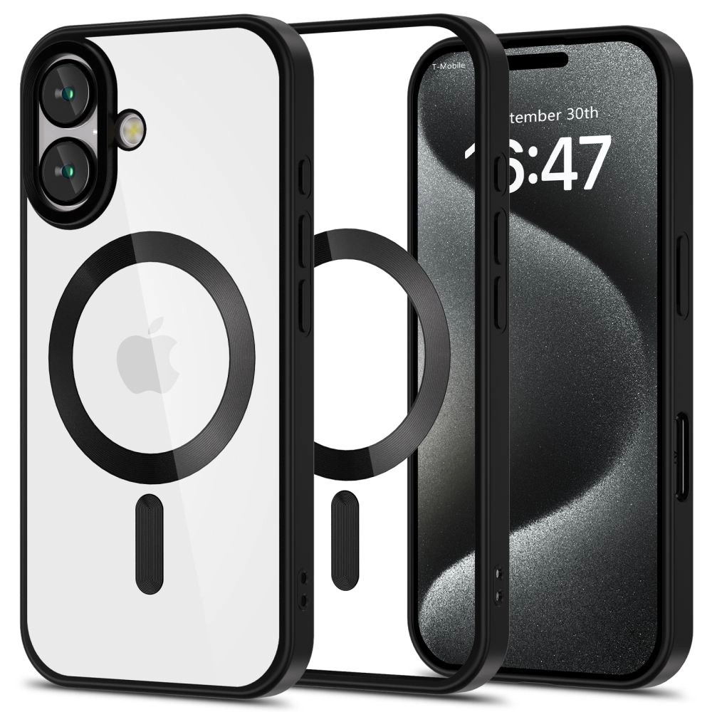 Apple iPhone 16 6.1'' Tech-Protect MagFlex MagSafe Case Cover, Clear with Black Frame