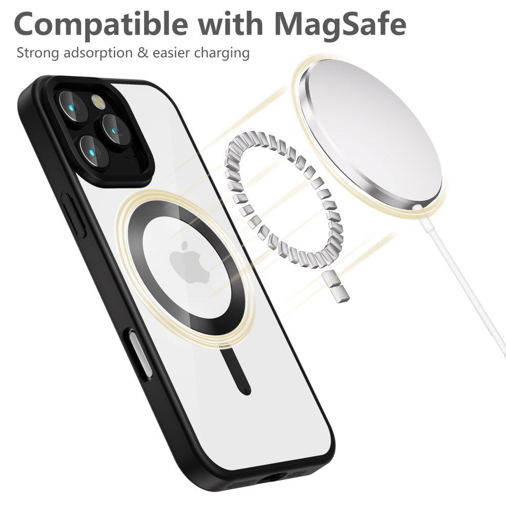 Apple iPhone 16 Pro Max 6.9\'\' Tech-Protect MagFlex MagSafe Case Cover, Clear with Black Frame