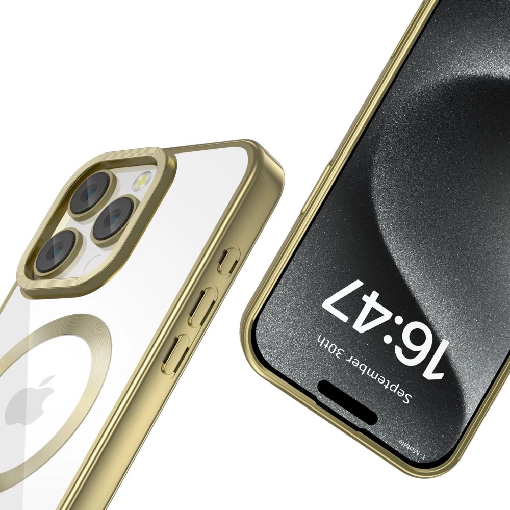 Apple iPhone 16 Pro 6.3\'\' Tech-Protect MagFlex MagSafe Case Cover, Clear with Gold Frame