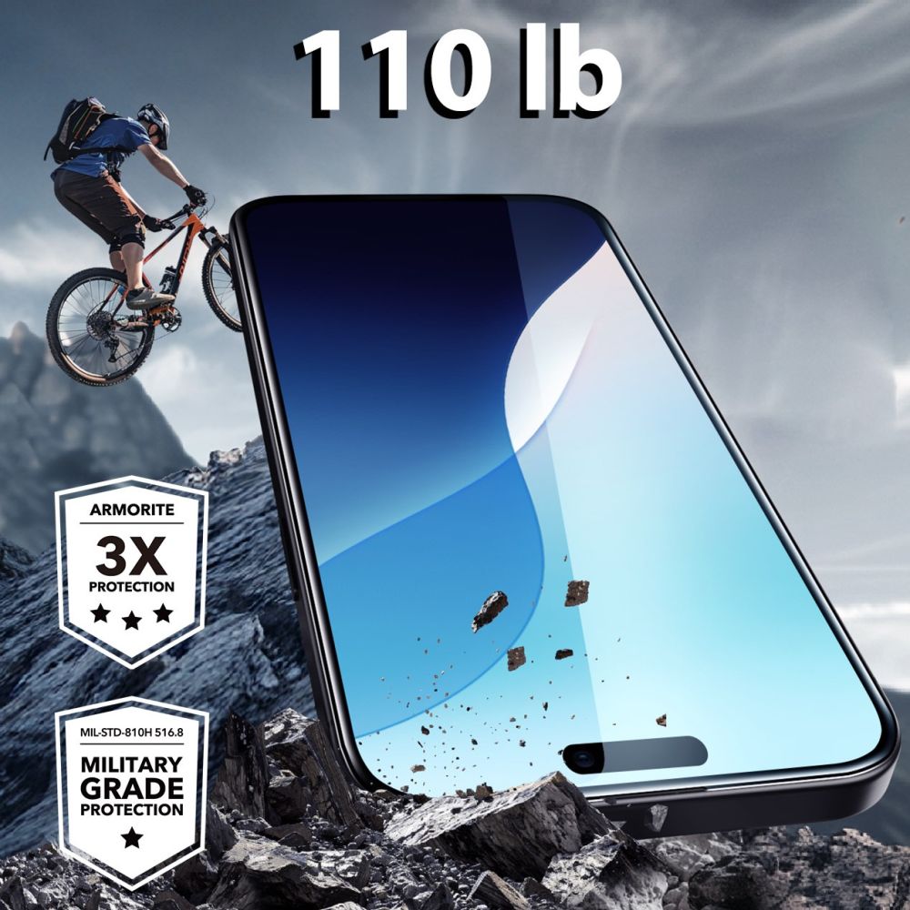 ESR Armorite Tempered Glass for iPhone 16 Pro Max, Black Frame