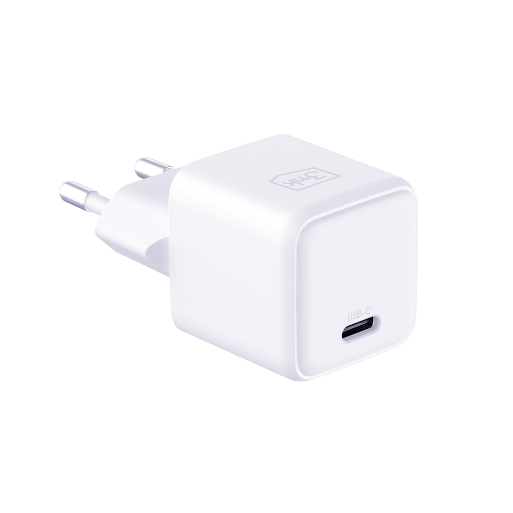 3mk Hyper Charger PD GaN 25W Wall Charger with USB-C Cable, White