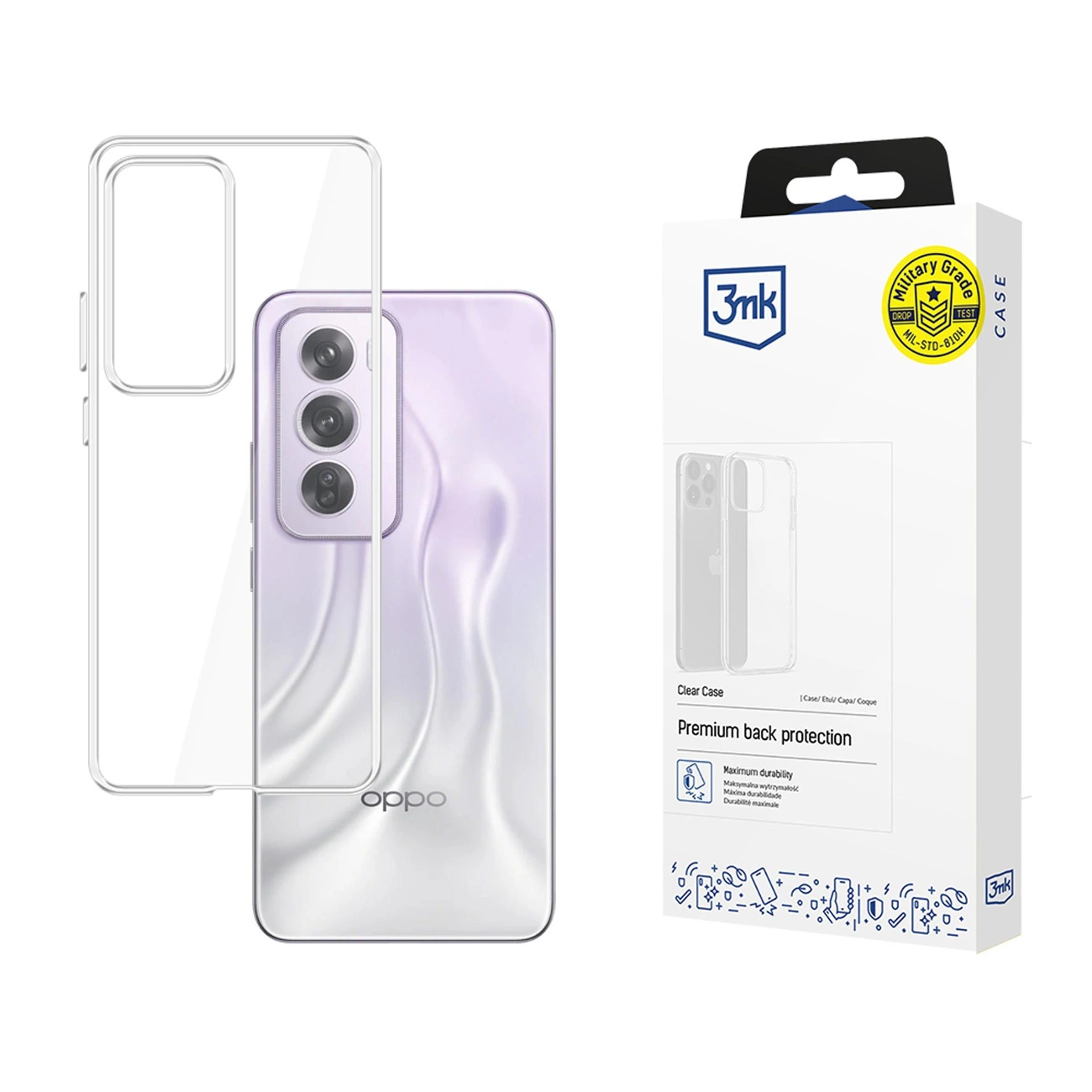 Oppo Reno 12 3MK Clear Case Cover, Transparent