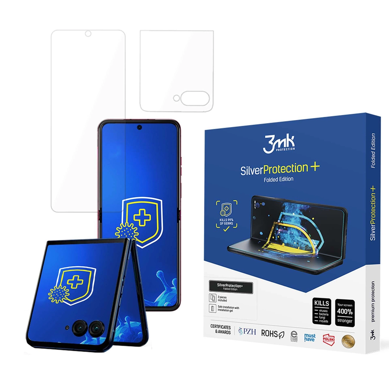 Motorola Razr 50 Ultra 3MK Silver Protect+ Antibacterial Screen Protector