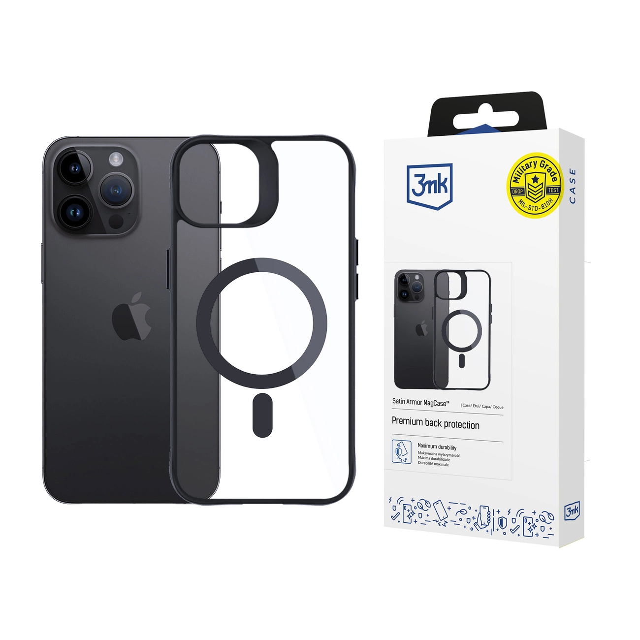 Apple iPhone 14 Pro 6.1'' 3MK Satin Armor MagCase Case Cover, Transparent