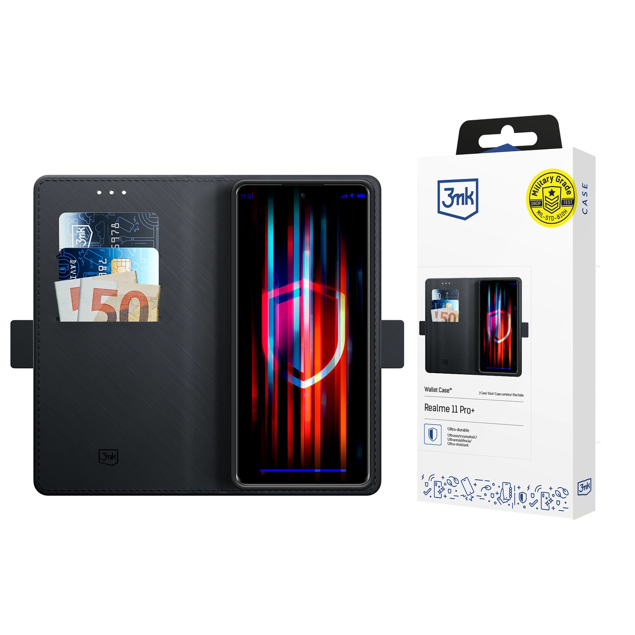 Realme 11 Pro+ 3MK Wallet Case Cover, Black