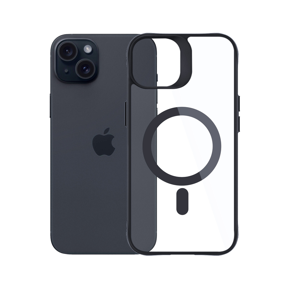 Чехол 3mk Satin Armor MagCase для iPhone 15 с MagSafe, прозрачный/черный