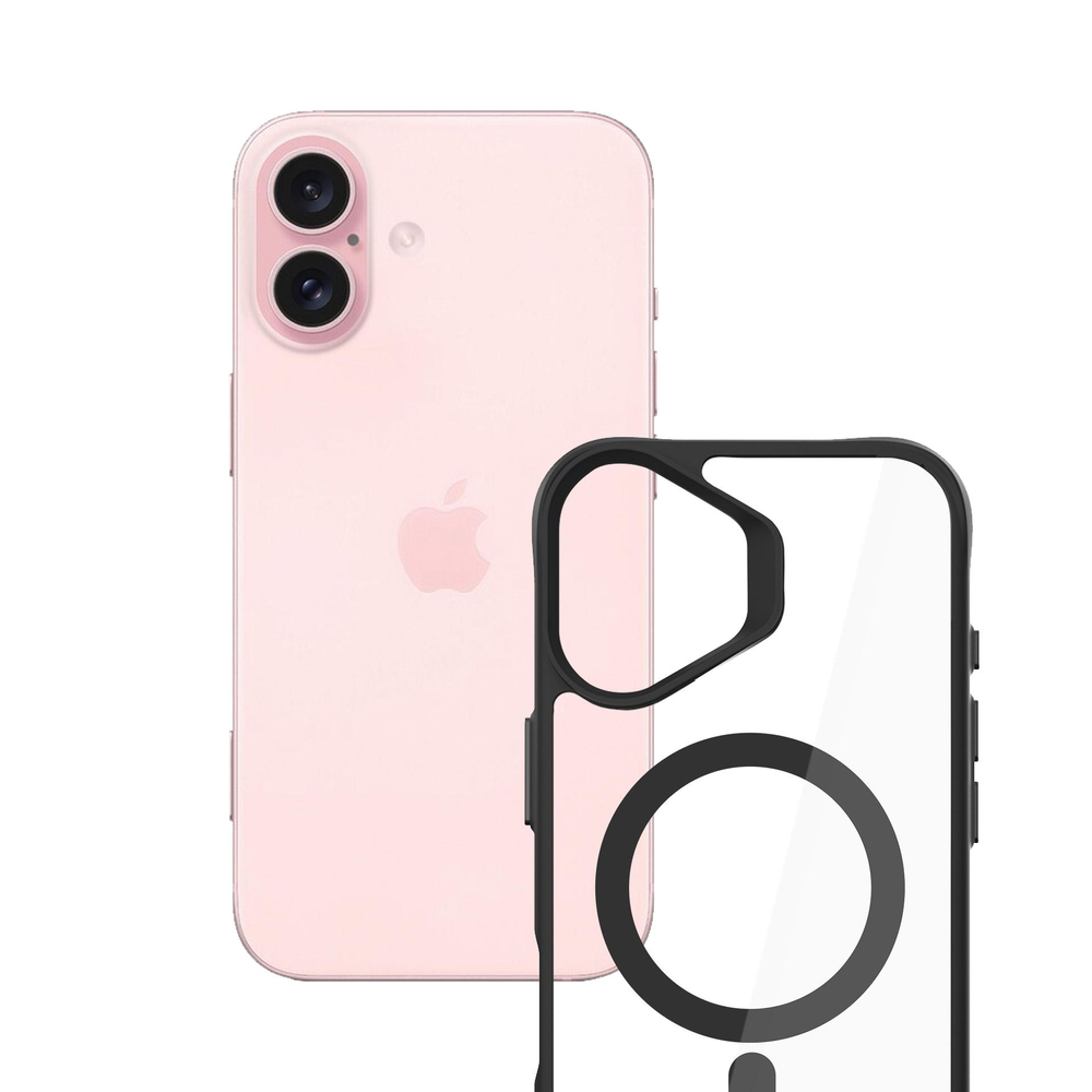 3mk Protection iPhone 16 Plus Case Satin Armor MagCase, Clear with Black Frame