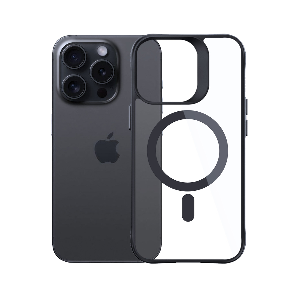 3mk Satin Armor MagCase for iPhone 15 Pro Max, Clear with Black Frame