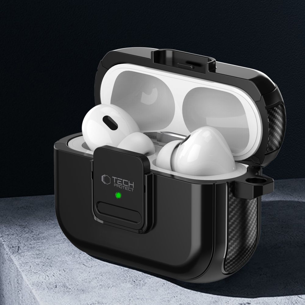 TECH-PROTECT DEFENDER HOOK MAGSAFE Apple AIRPODS PRO 1 / 2 BLACK