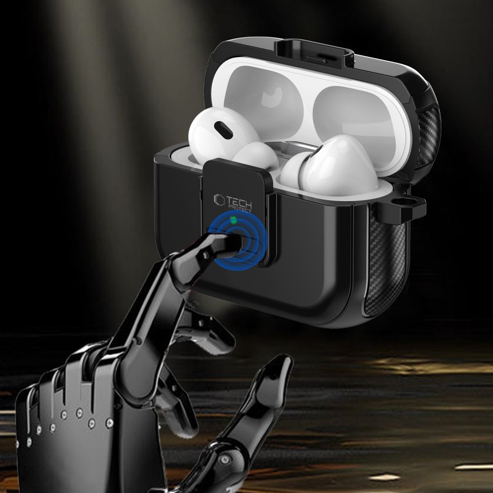 TECH-PROTECT DEFENDER HOOK MAGSAFE Apple AIRPODS PRO 1 / 2 BLACK