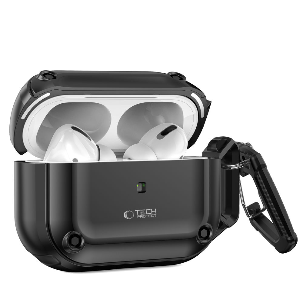 Tech-Protect Rough Hook Case with Carabiner for Apple AirPods Pro 1 / 2, Black