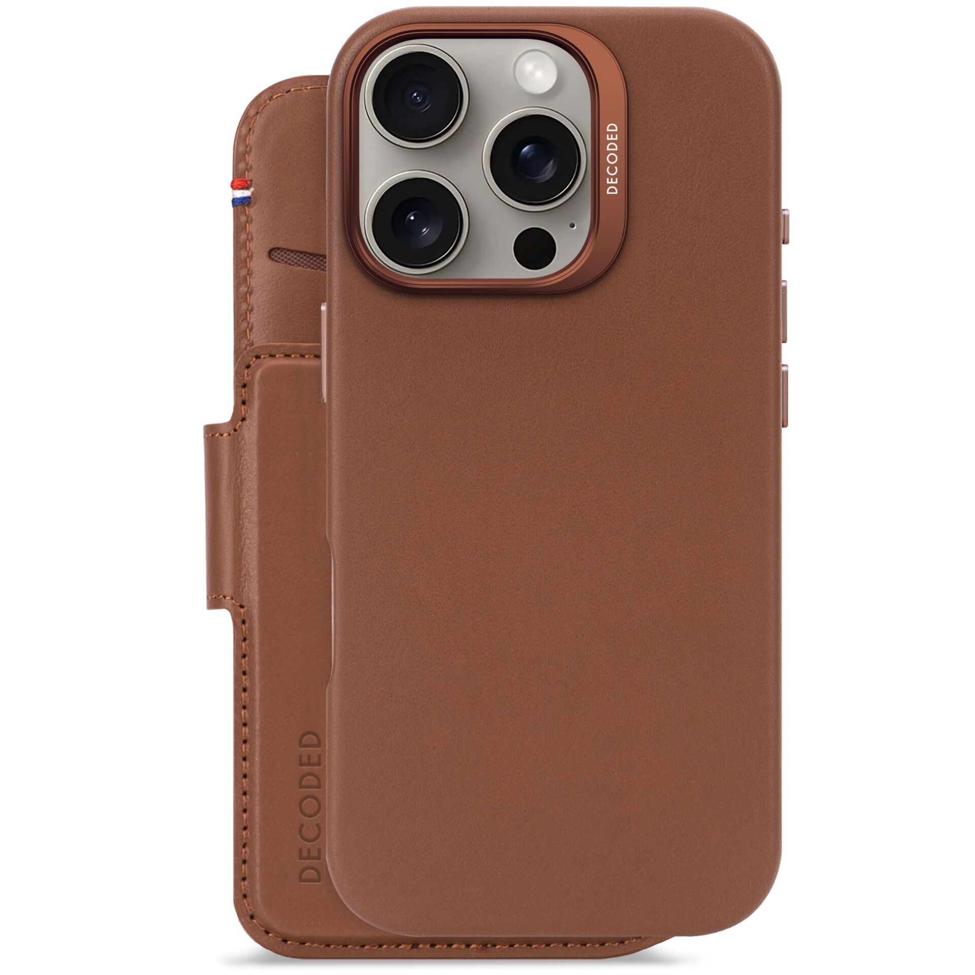 Decoded Leather Detachable Wallet MagSafe Case for iPhone 16 Pro, Brown