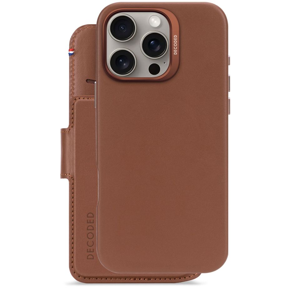 Decoded Leather Detachable MagSafe Wallet Case for iPhone 16 Pro Max, Brown