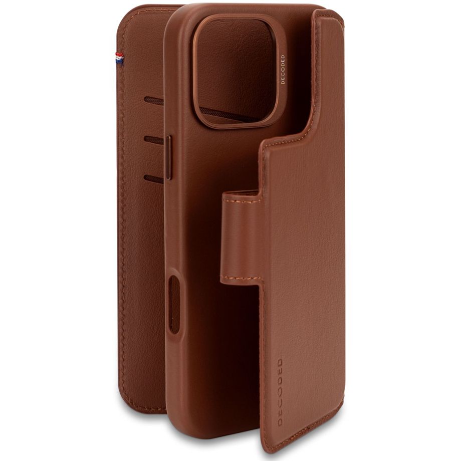 Decoded Leather Detachable MagSafe Wallet Case for iPhone 16 Pro Max, Brown