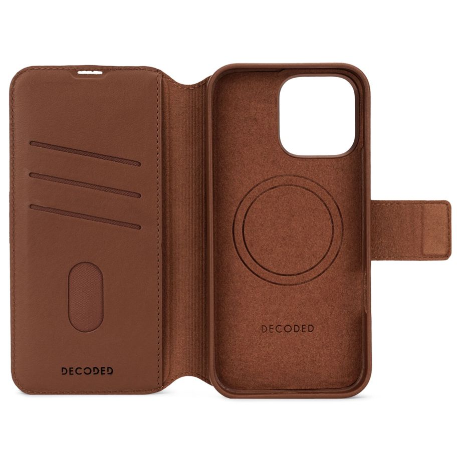 Decoded Leather Detachable MagSafe Wallet Case for iPhone 16 Pro Max, Brown