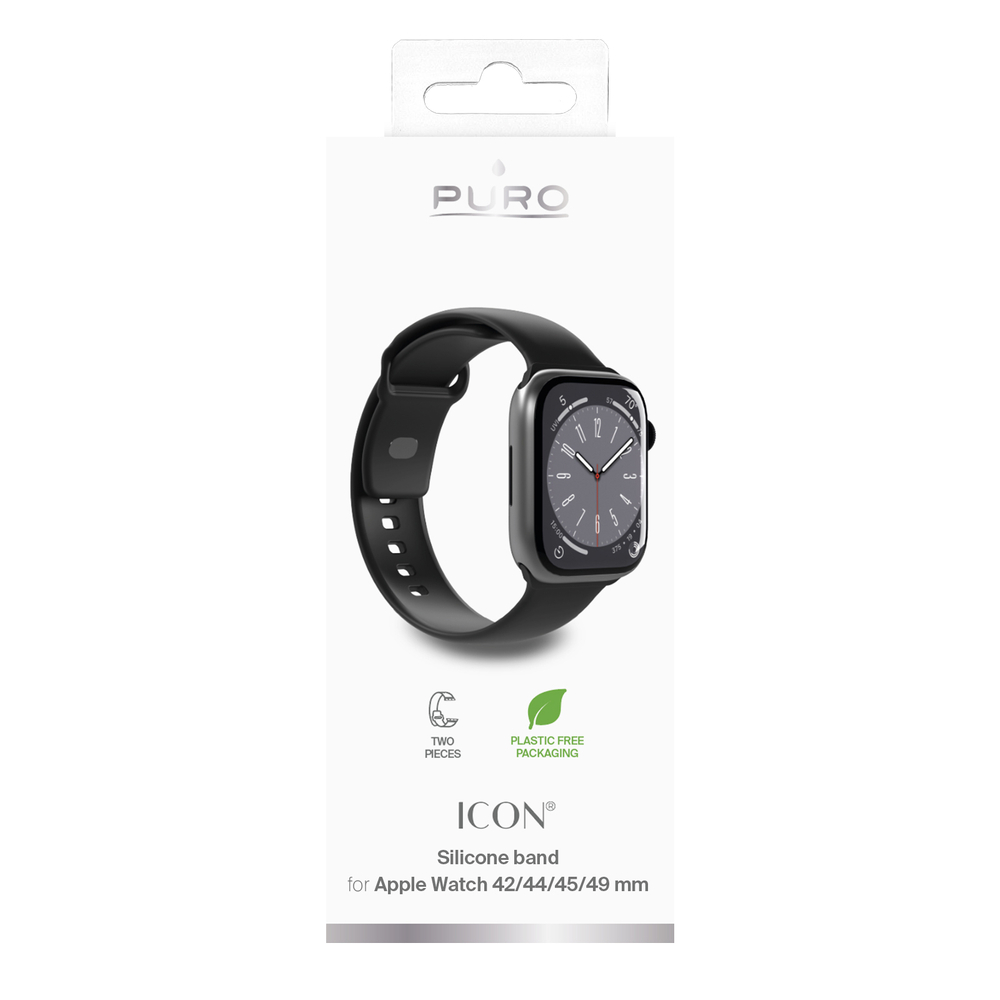 Ремешок Puro Icon Silicone для Apple Watch 42 / 44 / 45 / 49 mm, черный