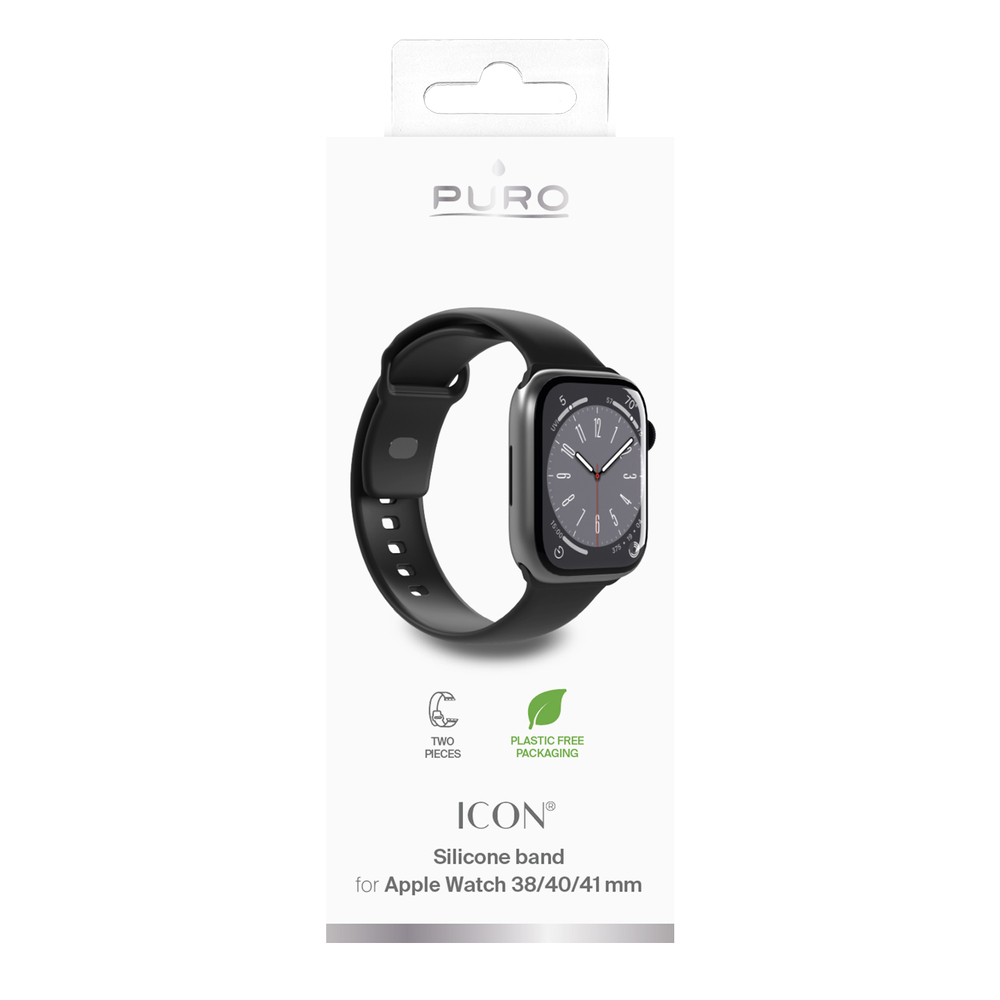 Puro Icon Silicone Strap for Apple Watch 38 / 40 / 41 mm, Black