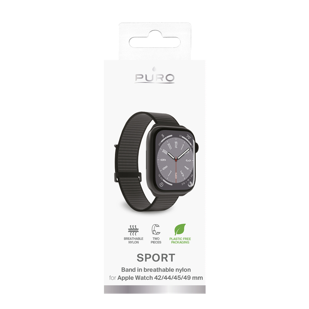 Спортивный нейлоновый ремешок Puro для Apple Watch 42 / 44 / 45 / 49 mm, черный