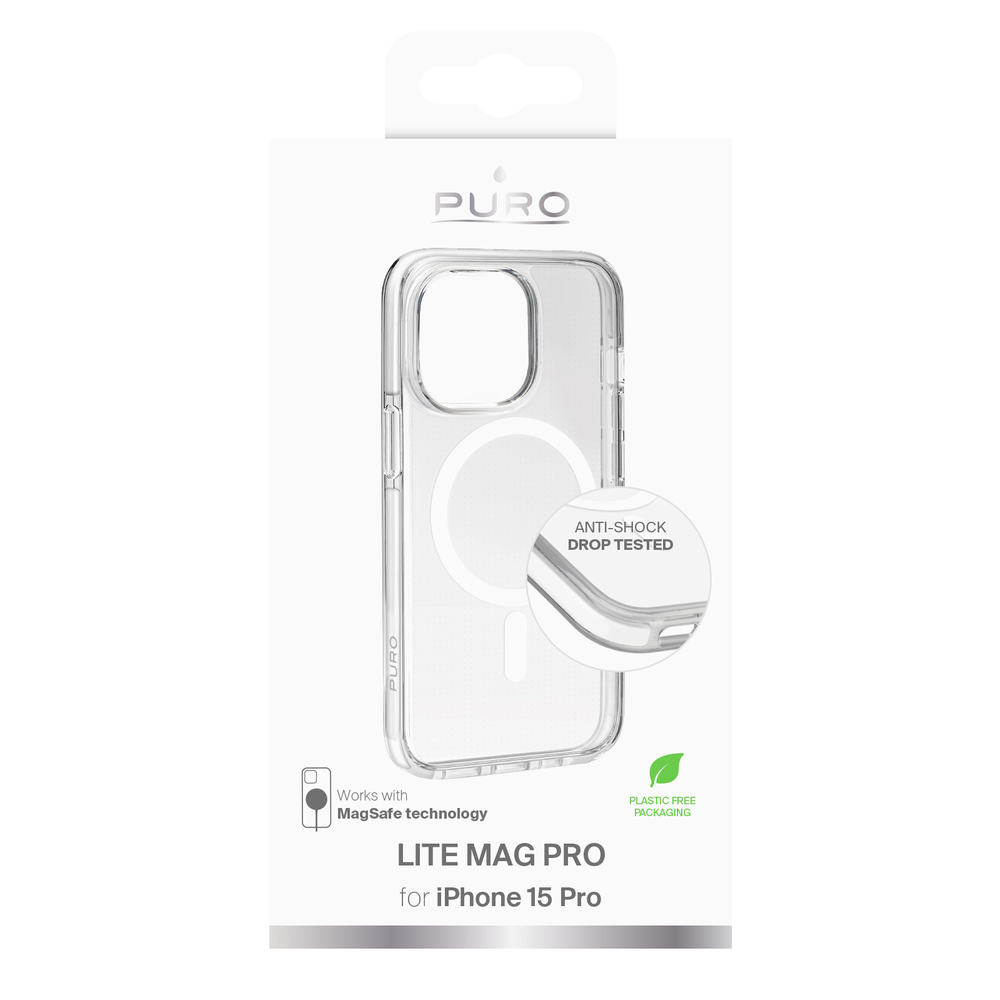 Puro iPhone 15 Pro Case Lite Mag Pro MagSafe, Transparent