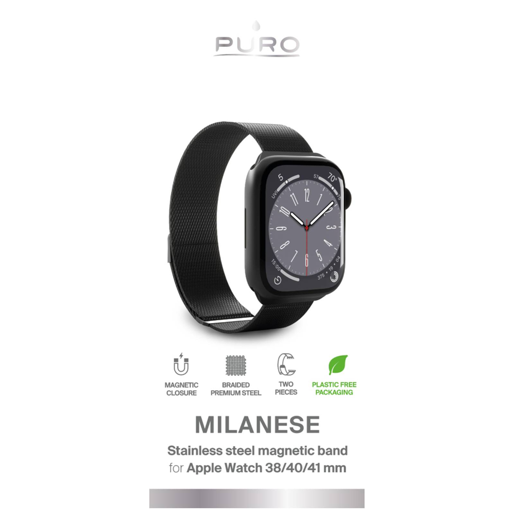Puro Milanese Strap for Apple Watch 38 / 40 / 41 mm, Black