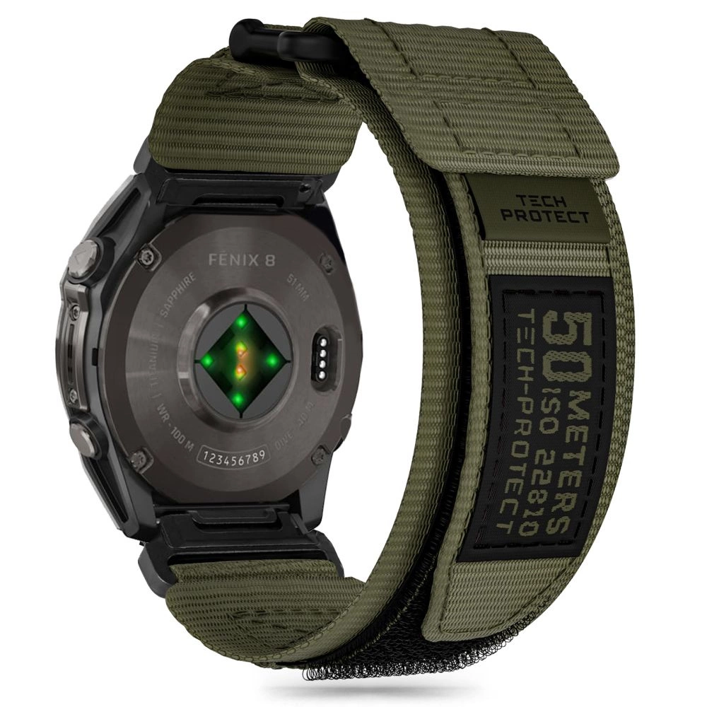 TECH-PROTECT SCOUT PRO GARMIN FENIX 5X / PLUS 6X 7X 8 (51 MM) MILITĀRI ZAĻŠ | MILITARY GREEN