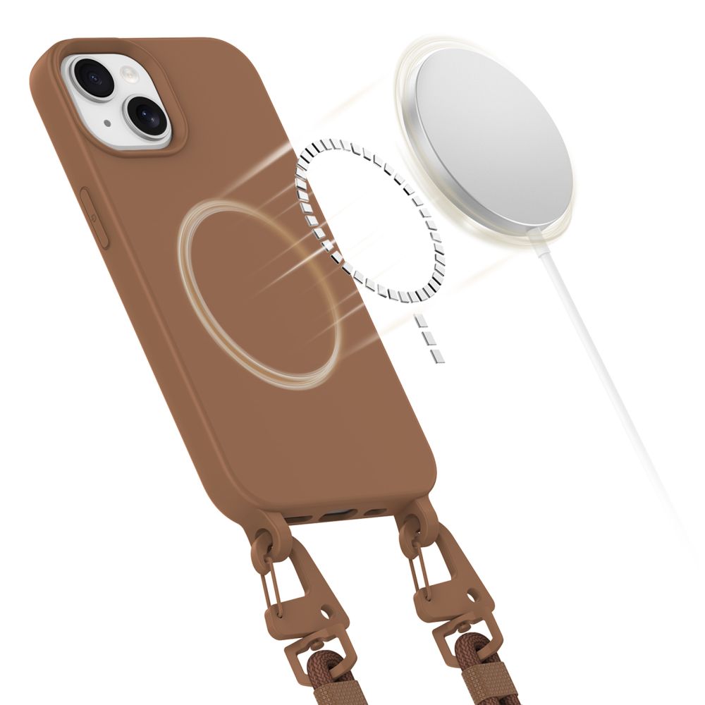 Tech-Protect MagSafe iPhone 15 Case MagNecklace with Lanyard, Brown